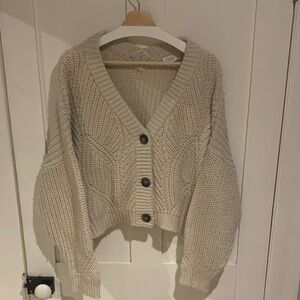 Cozy Beige Knit Cardigan Sweater